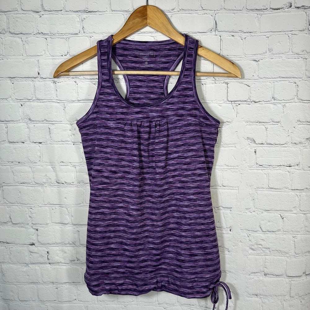 Athleta Purple Space Dye Racerback Tank Top with Drawstring Hem XS Activewear